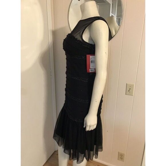 NWT $178 JS Collections Flapper Style Black Form Fitting Glittery Cocktail Dress - Picture 5 of 11